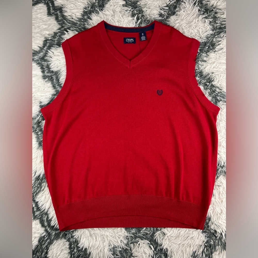 NWT Chaps Men's Red Big and Tall Sweater Vest Size 2XB